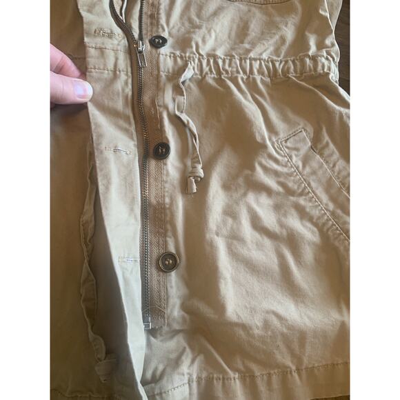 Love Tree Free People Canvas Cargo Coat Womens Small Cream Hooded Utility Jacket - Picture 6 of 14